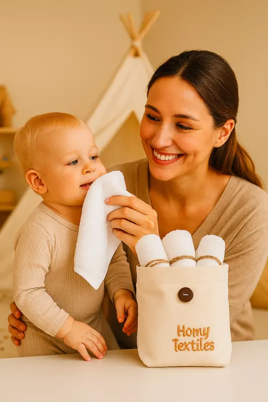 Organic Bamboo 6 Pcs Washable Makeup Remover Towel Baby Mouth Cloth with Gift Bag - 2