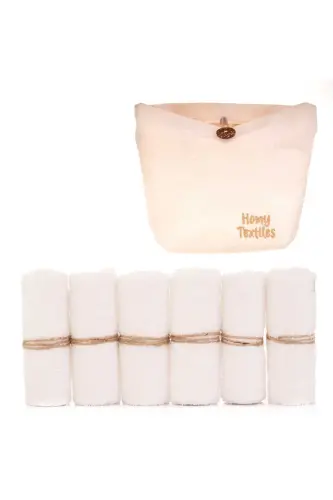 Organic Bamboo 6 Pcs Washable Makeup Remover Towel Baby Mouth Cloth with Gift Bag - 7