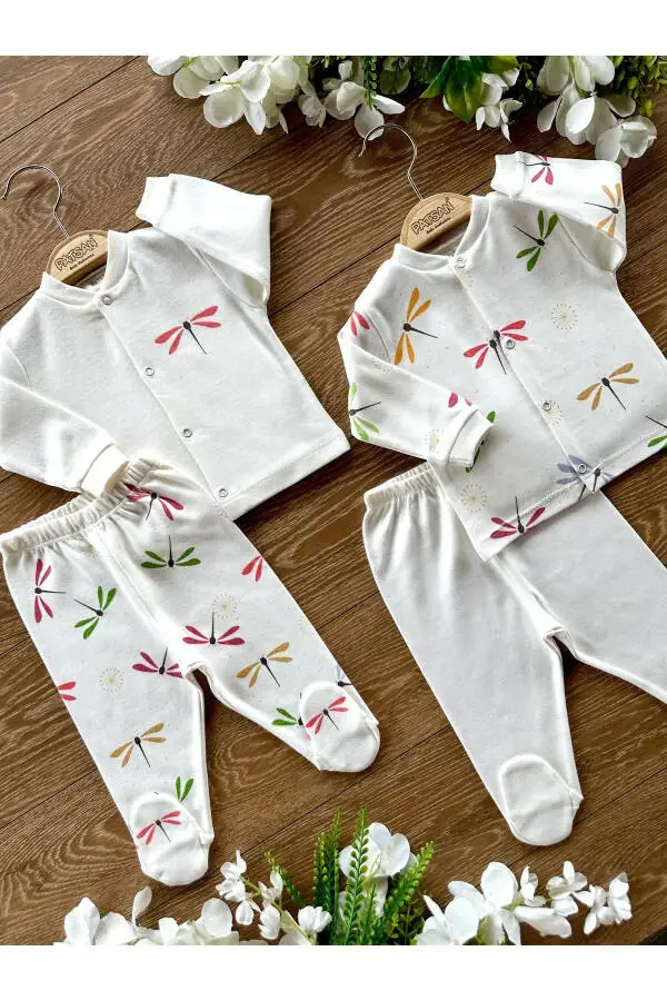 Organic Cotton 4-Piece Baby Pajama Set with Footies - 3