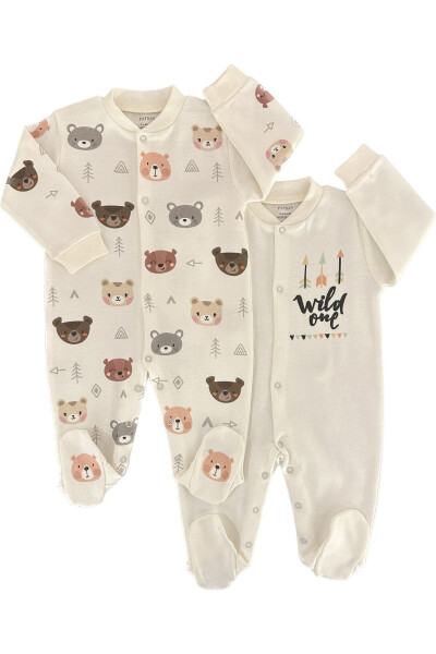 Organic Cotton Baby Jumpsuit Set with Bears (2-piece) - RENKLI PUSET
