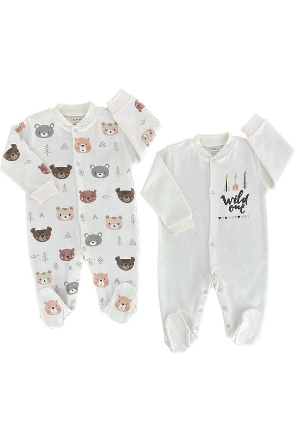 Organic Cotton Baby Jumpsuit Set with Bears (2-piece) - 2
