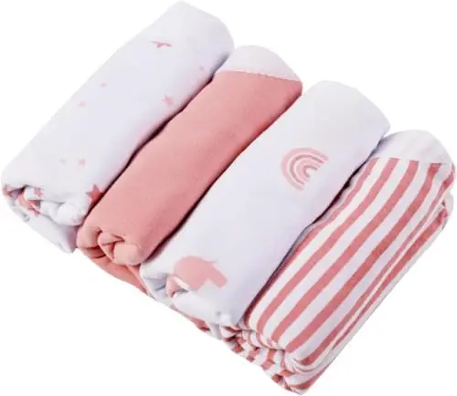 Organic Cotton Baby Swaddle Blanket Wrap, Easy Swaddle Sack Large 14-18 lb | Infant Swaddle Sleep Sack, GOTS Certified Swaddling Wrap 3-6 Month, Boy Girl Baby Essential, 4-Pack, Mama Cheetah - 4