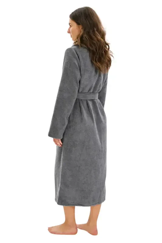 Organic Cotton Bathrobe Salyaka Boucle Antibacterial Soft Bathrobe Gift Daily Dowry Men Women-GRAY - 2