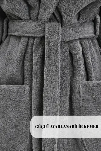 Organic Cotton Bathrobe Salyaka Boucle Antibacterial Soft Bathrobe Gift Daily Dowry Men Women-GRAY - 5