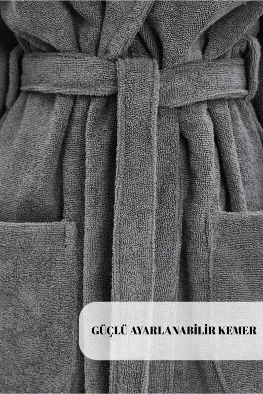 Organic Cotton Bathrobe Salyaka Boucle Antibacterial Soft Bathrobe Gift Daily Dowry Men Women-GRAY - 5