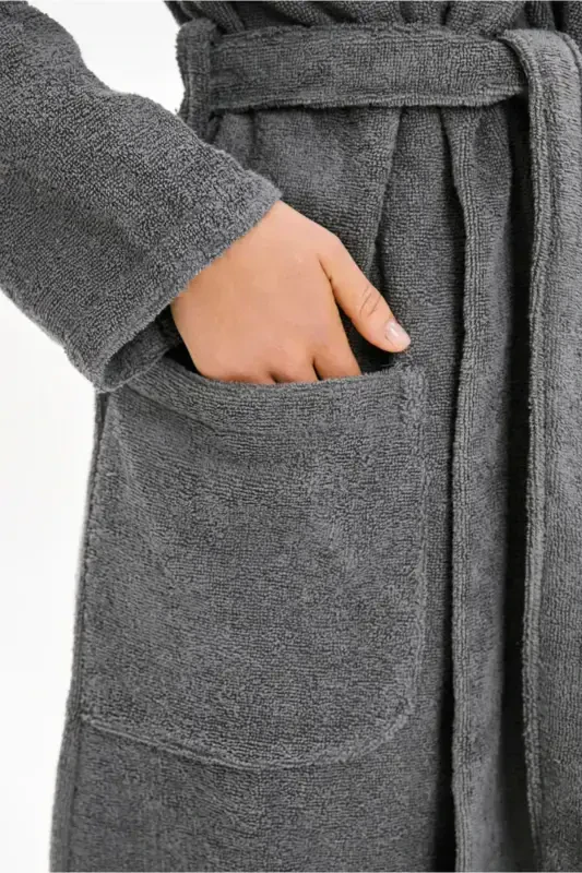 Organic Cotton Bathrobe Salyaka Boucle Antibacterial Soft Bathrobe Gift Daily Dowry Men Women-GRAY - 6