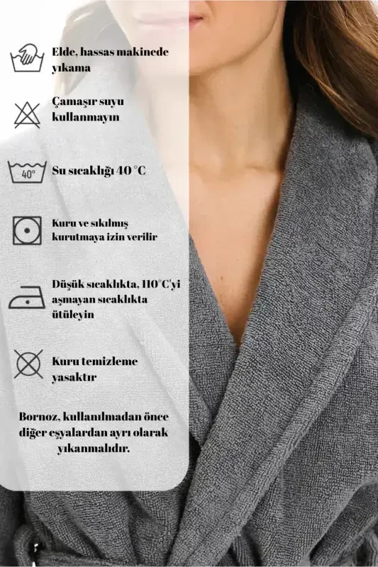 Organic Cotton Bathrobe Salyaka Boucle Antibacterial Soft Bathrobe Gift Daily Dowry Men Women-GRAY - 7