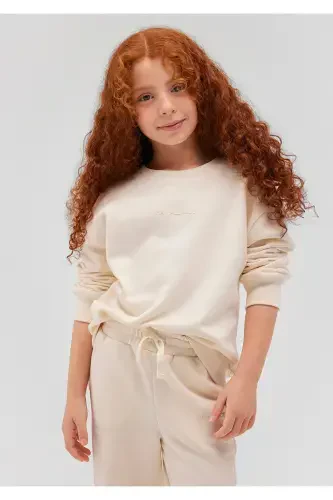 Organic Cotton Beige Basic Sweatshirt 7S10043-70055 - 1