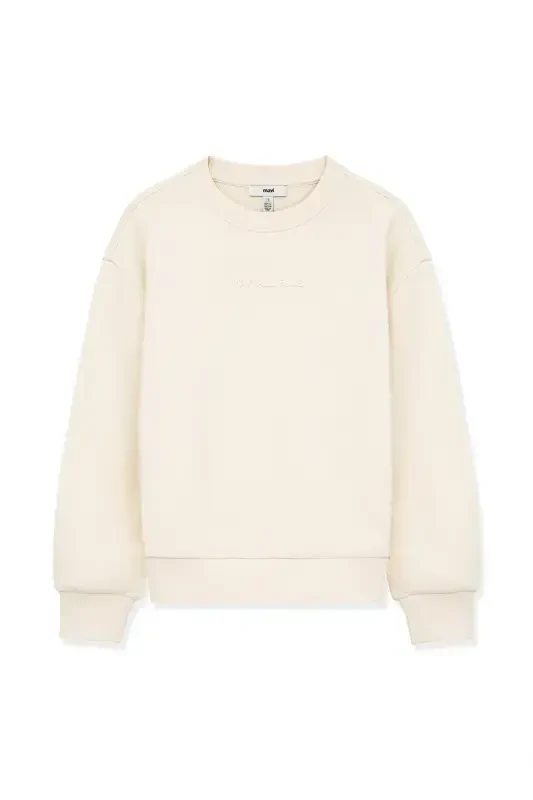 Organic Cotton Beige Basic Sweatshirt 7S10043-70055 - 2