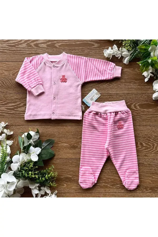 Organic Cotton Combed Baby Basic Snap Button Top & Bottom Set - 1