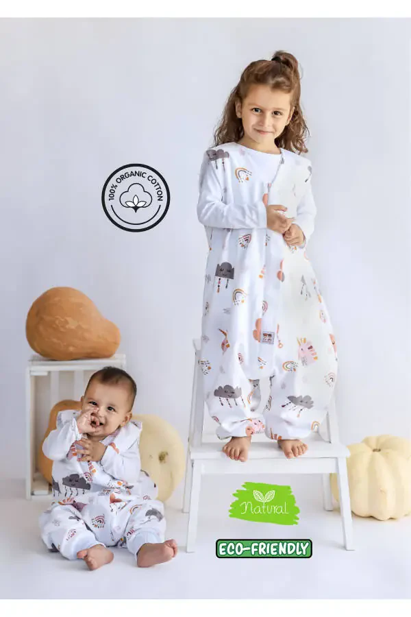 Organic Cotton Flannel Winter Sleeping Bag, Unicorn Patterned Children and Baby Sleeping Bag - 1