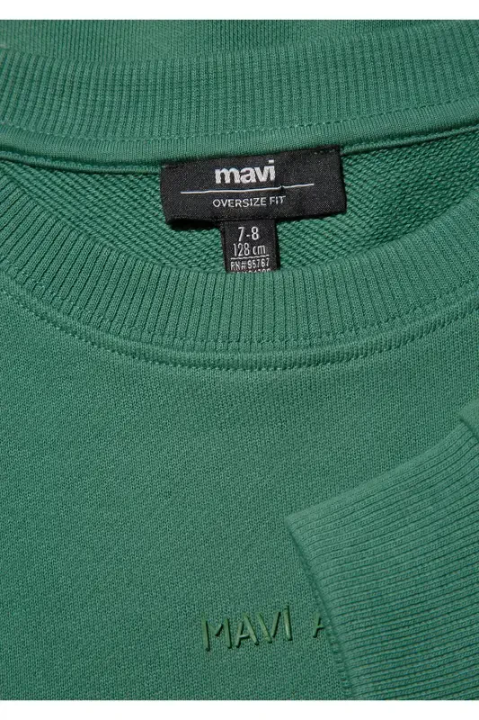 Organic Cotton Green Basic Sweatshirt - 5