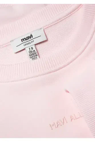 Organic Cotton Pink Basic Sweatshirt 7S10043-88133 - 4