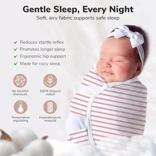 Organic Cotton Preemie Swaddle Blanket, Premature Baby Swaddle Sack 4-7 lbs | Newborn Swaddle Sleep Sack, GOTS Certified Easy Swaddle Wrap, Baby Essential for Boy & Girl, 4-Pack, Mama Cheetah - 5
