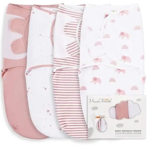 Organic Cotton Preemie Swaddle Blanket, Premature Baby Swaddle Sack 4-7 lbs | Newborn Swaddle Sleep Sack, GOTS Certified Easy Swaddle Wrap, Baby Essential for Boy & Girl, 4-Pack, Mama Cheetah - Mama Cheetah