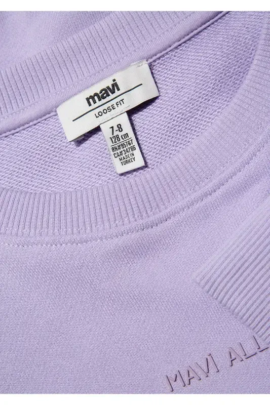 Organic Cotton Purple Basic Sweatshirt 7S10043-70529 - 4