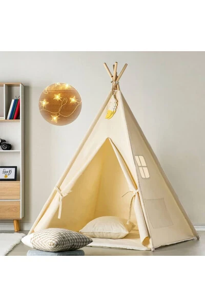 Organic Forest Native American Play Tent Wooden Activi - BEBEĞIMISTER