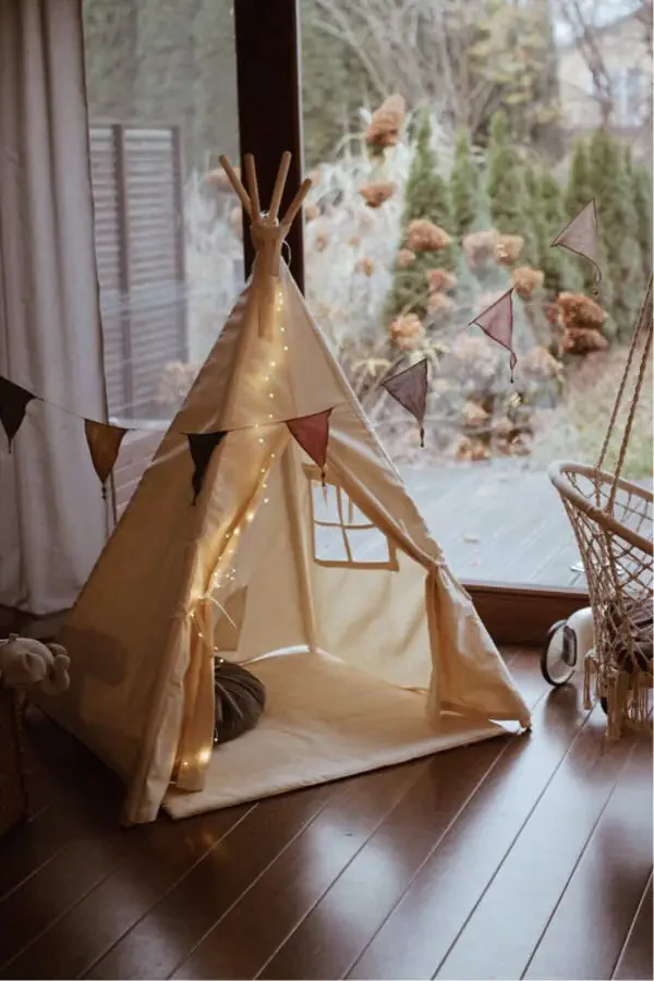 Organic Forest Native American Play Tent Wooden Activi - 2
