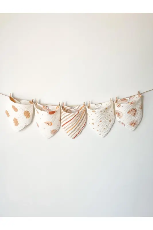 Organic Muslin Snap Baby Bib and Burp Cloths (5 Pack) - 3