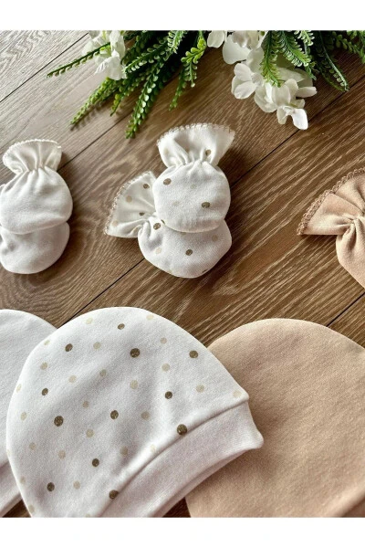 Organic Newborn Baby Mitten Hat Set of 6 - 1