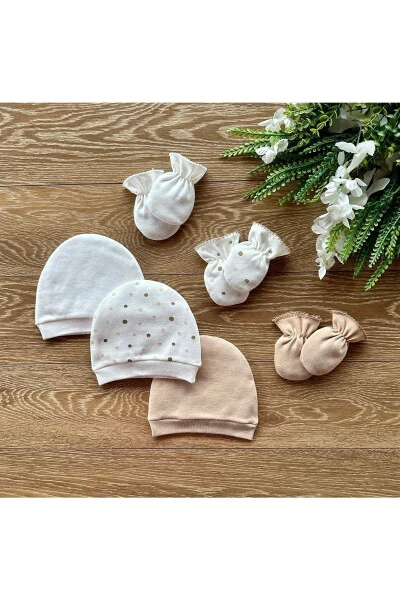 Organic Newborn Baby Mitten Hat Set of 6 - 2