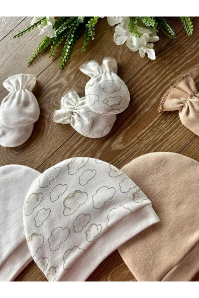 Organic Newborn Baby Mitten Hat Set of 6 - RENKLI PUSET