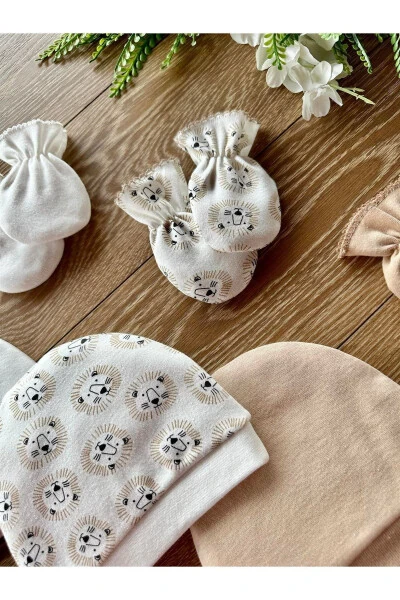 Organic Newborn Baby Mittens Hat Set of 6 - RENKLI PUSET
