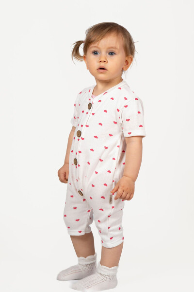 Organic Romper Baby Set with Wooden Buttons and Short Sleeves - 1