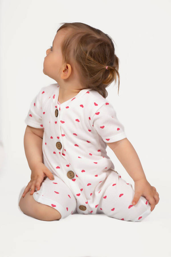 Organic Romper Baby Set with Wooden Buttons and Short Sleeves - 2