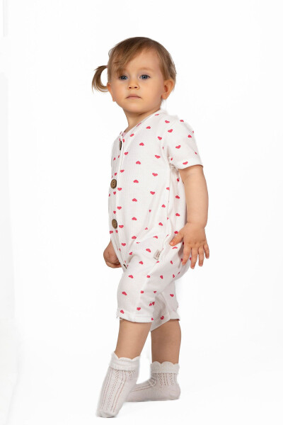 Organic Romper Baby Set with Wooden Buttons and Short Sleeves - 5