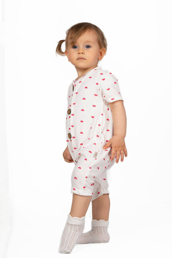 Organic Romper Baby Set with Wooden Buttons and Short Sleeves - 5