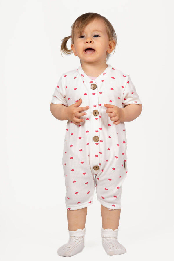 Organic Romper Baby Set with Wooden Buttons and Short Sleeves - 6