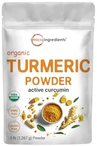 Organic Turmeric Powder, 5 Pounds | Rich in Active Curcumin | Pure Turmeric Supplement | Antioxidant Support for Joint & Immune Health | Non-GMO, Vegan Friendly, India Origin - MICRO INGREDIENTS