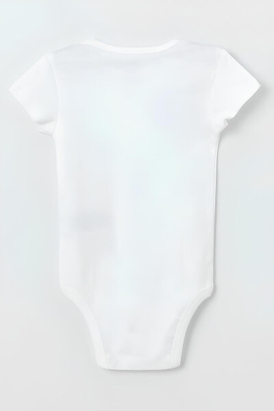 Organik %100 Pamuk Patron Bebek Küçük Olabilirim Ama Patron Benim Bebek Body Kısa Kollu Badi 5206-Beyaz - 4