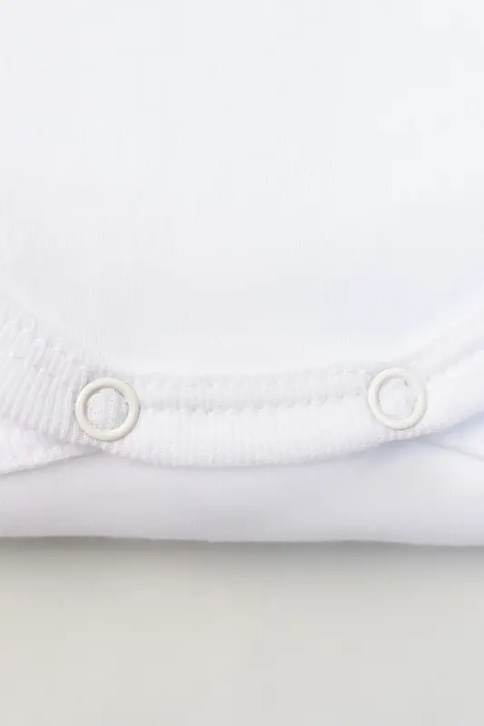 Organik Baskılı Pamuklu Unisex Bebek Body Uzunkol e51 - Beyaz - 3
