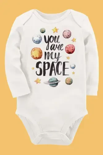 Organik bosma paxtadan Unisex chaqaloq uzun yengli bodi - 1