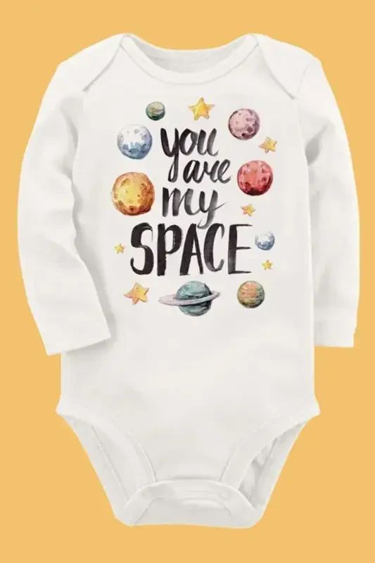 Organik bosma paxtadan Unisex chaqaloq uzun yengli bodi - 1