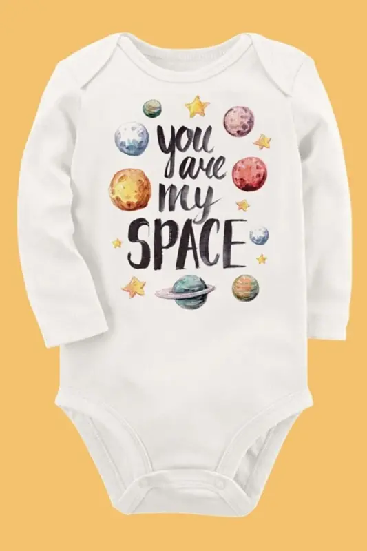 Organik bosma paxtadan Unisex chaqaloq uzun yengli bodi - TUĞBABABY
