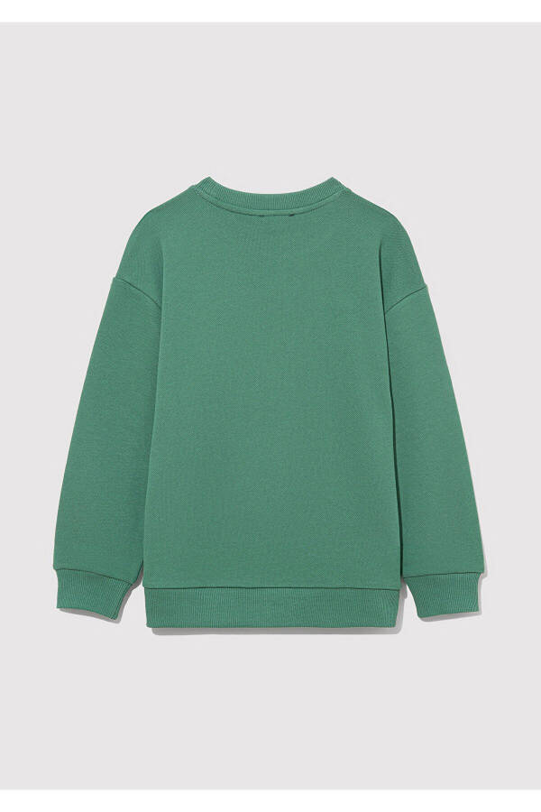 Organik Pamuklu Yeşil Basic Sweatshirt - 4