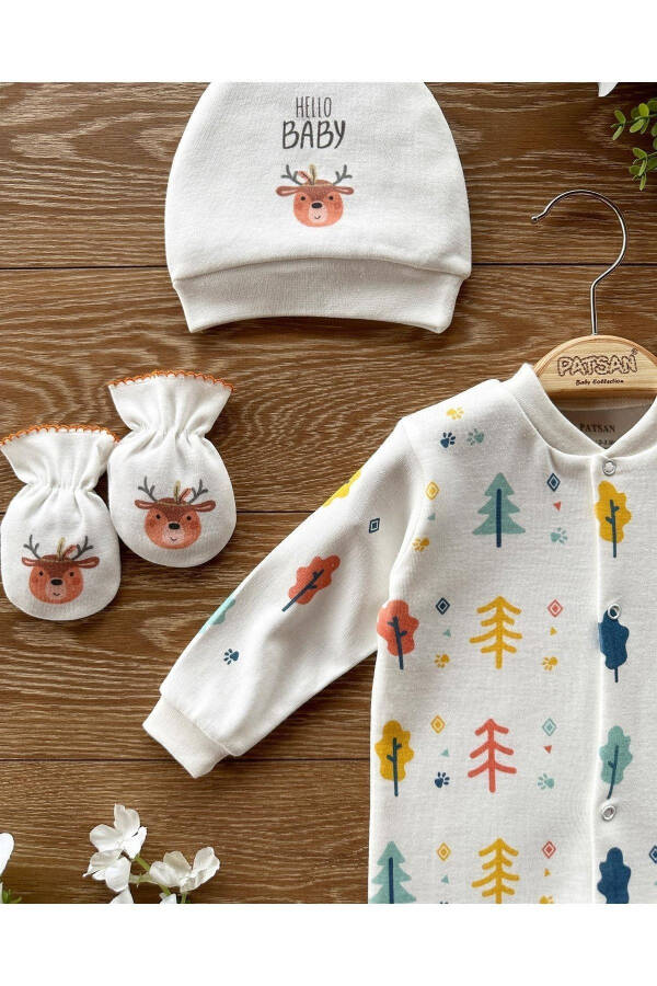 Organik Paxta 3 qismli yangi tug'ilgan chaqaloqlar uchun kasalxonadan chiqish to'plami qo'l - 2