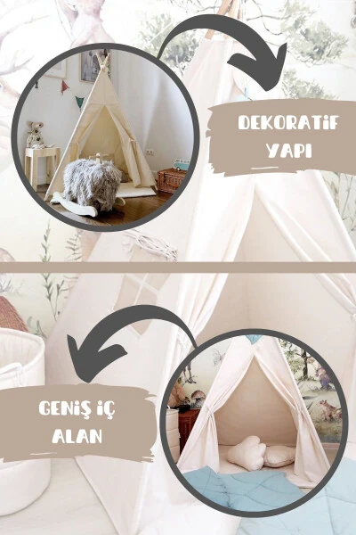 Organik paxta matosi Qizil terili bolalar o'yin maydonchasi & chodiri - 3