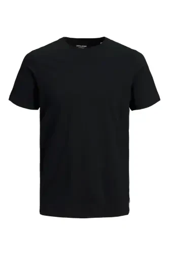 Organik Paxta T-Shirt Dumaloq Yaka Qora - JACK & JONES (1)