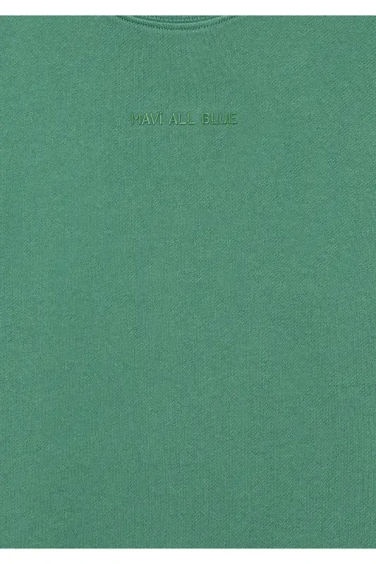 Organik Paxtadan Tayyorlangan Yashil Basic Futbolka - 6