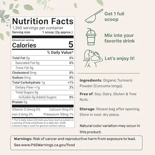 Organic Turmeric Powder, 5 Pounds | Rich in Active Curcumin | Pure Turmeric Supplement | Antioxidant Support for Joint & Immune Health | Non-GMO, Vegan Friendly, India Origin - MICRO INGREDIENTS (1)
