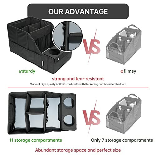 Организатор для автомобильного сиденья MULISOFT - Организатор для заднего сиденья с 11 отделениями для хранения и 2 подстаканниками, органайзеры и хранение, переднее сиденье для путешествий детей, черный - 4