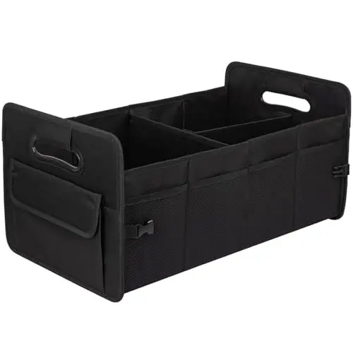 Организатор для багажника автомобиля JiatuA, Автомобильные органайзеры и хранение Складная коробка с несколькими отделениями, Регулируемые автомобильные аксессуары для внедорожников седан грузовик, стандартный размер, черный - JIATUA (1)