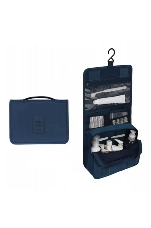 Organizer Hanging Travel Cosmetic Makeup Bag Waterproof Feature Navy Blue Color-Navy Blue - 2