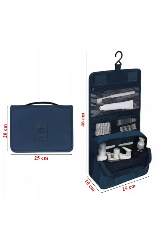 Organizer Hanging Travel Cosmetic Makeup Bag Waterproof Feature Navy Blue Color-Navy Blue - 2