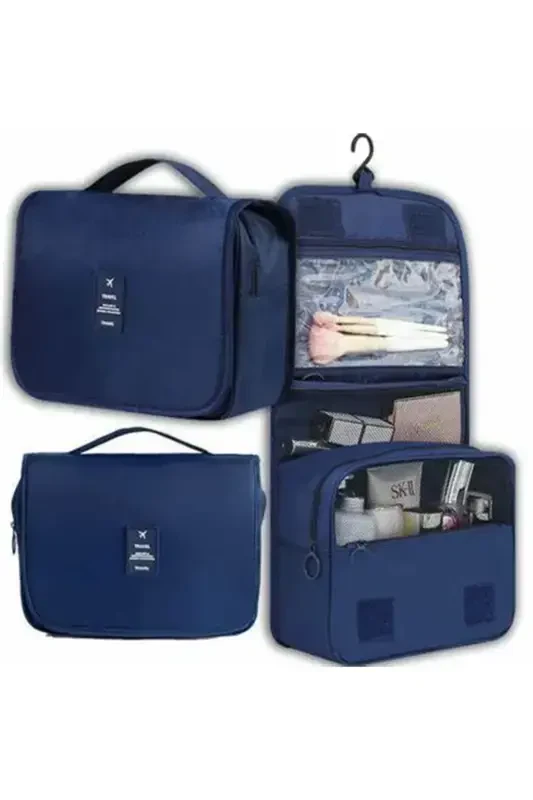 Organizer Hanging Travel Cosmetic Makeup Bag Waterproof Feature Navy Blue Color-Navy Blue - 3