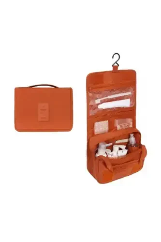 Organizer Hanging Travel Cosmetic Makeup Bag Waterproof Orange Color-Orange - 1